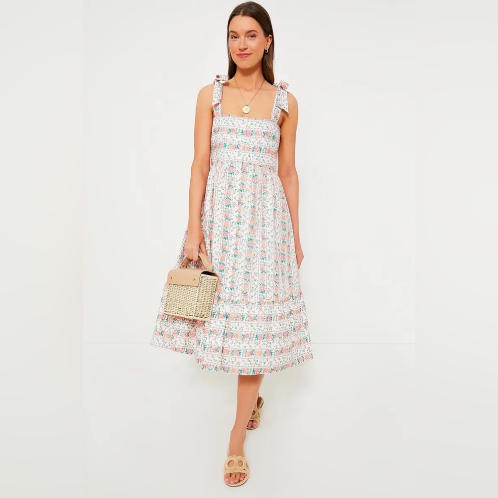 Tuckernuck Hyacinth House Floral Lupine Maxi Midi bow Dress S
